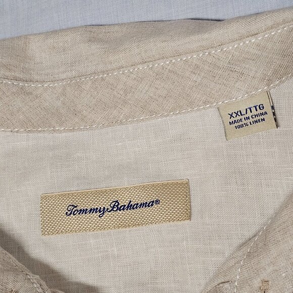 Tommy Bahama Button Up Men Shirt Size XXL Sand 100% Linen - Picture 4 of 11